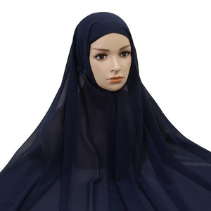Muslim Women Chiffon Hijab With Cap Bonnet Instant Chiffon Hijab Pinles Shawl Head Scarf Under scarf Caps Cover Headwrap | TageUnlimited