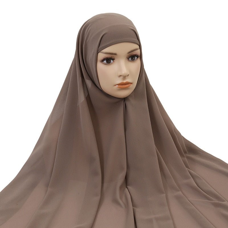 Muslim Women Chiffon Hijab With Cap Bonnet Instant Chiffon Hijab Pinles Shawl Head Scarf Under scarf Caps Cover Headwrap | TageUnlimited