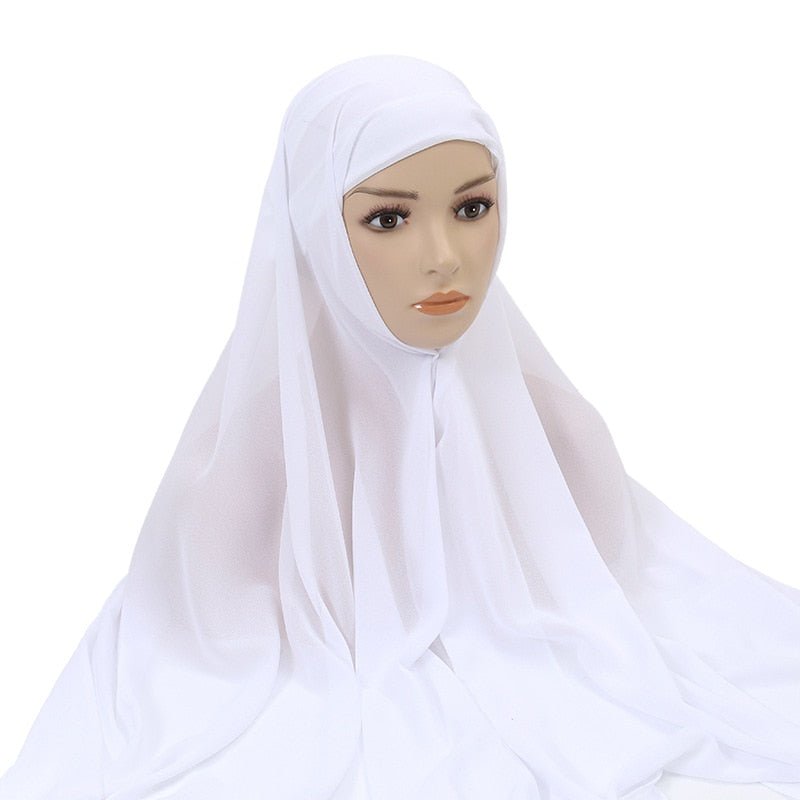 Muslim Women Chiffon Hijab With Cap Bonnet Instant Chiffon Hijab Pinles Shawl Head Scarf Under scarf Caps Cover Headwrap | TageUnlimited