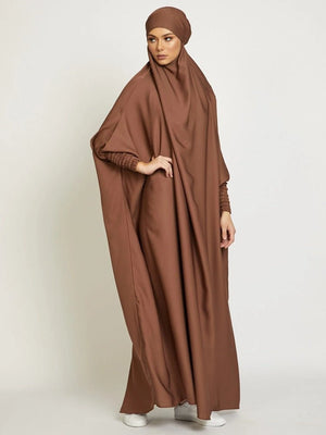 Muslim Women Jilbab One-piece Prayer Dress Hooded Abaya Smocking Sleeve Islamic Clothing Dubai Saudi Black Robe Turkish Modesty | TageUnlimited