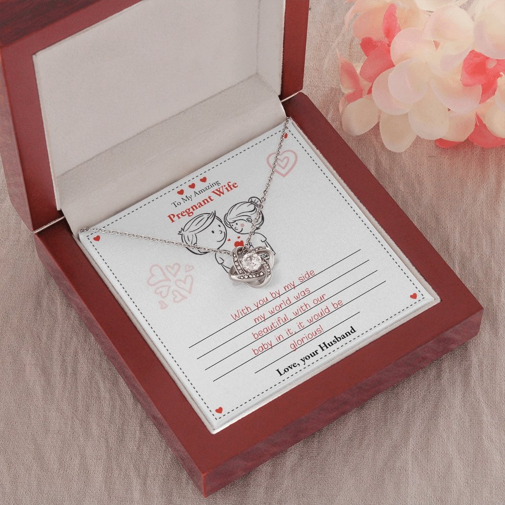 My Amazing Pregnant Wife | With You by My Side 💖💝(Love Knot Necklace) | Jewelry | C30011TG, C30011TR, lx-C30011, PB23-WOOD, PROD-1859619, PT-922, TNM-1, USER-43062 | TageUnlimited