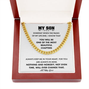 My Son | Always Keep Me In Your Heart (Cuban Link Chain Necklace) | Jewelry | C30184T, C30184TG, lx-C30184, PB23-WOOD, PROD-1967247, PT-1772, USER-43062 | TageUnlimited