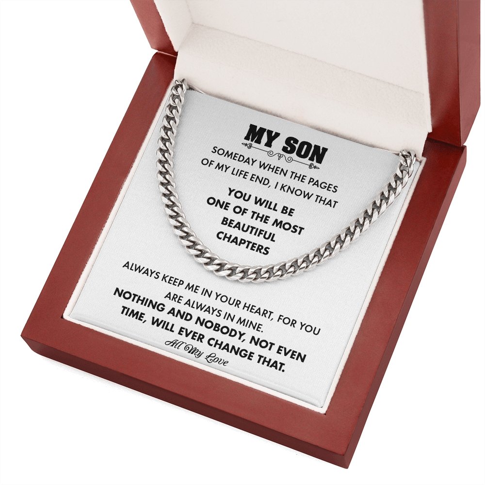 My Son | Always Keep Me In Your Heart (Cuban Link Chain Necklace) | Jewelry | C30184T, C30184TG, lx-C30184, PB23-WOOD, PROD-1967247, PT-1772, USER-43062 | TageUnlimited