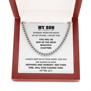 My Son | Always Keep Me In Your Heart (Cuban Link Chain Necklace) | Jewelry | C30184T, C30184TG, lx-C30184, PB23-WOOD, PROD-1967247, PT-1772, USER-43062 | TageUnlimited