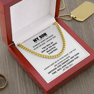 My Son | Always Keep Me In Your Heart (Cuban Link Chain Necklace) | Jewelry | C30184T, C30184TG, lx-C30184, PB23-WOOD, PROD-1967247, PT-1772, USER-43062 | TageUnlimited