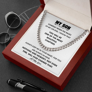 My Son | Always Keep Me In Your Heart (Cuban Link Chain Necklace) | Jewelry | C30184T, C30184TG, lx-C30184, PB23-WOOD, PROD-1967247, PT-1772, USER-43062 | TageUnlimited