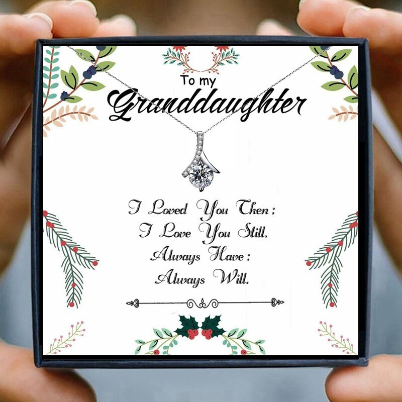 Necklace for Granddaughter Grandma Gifts Necklace Crystal Chain Necklaces for Women Pendant Jewelry Christmas Collares Bijoux | 0 | Tage-Active