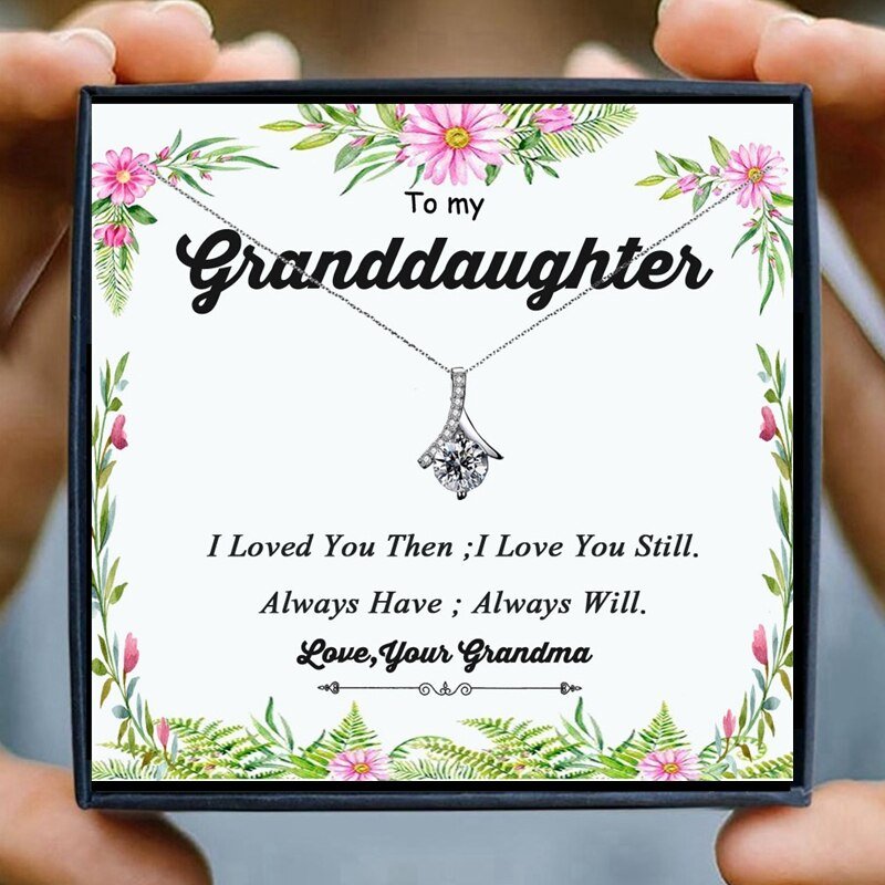 Necklace for Granddaughter Grandma Gifts Necklace Crystal Chain Necklaces for Women Pendant Jewelry Christmas Collares Bijoux | 0 | Tage-Active