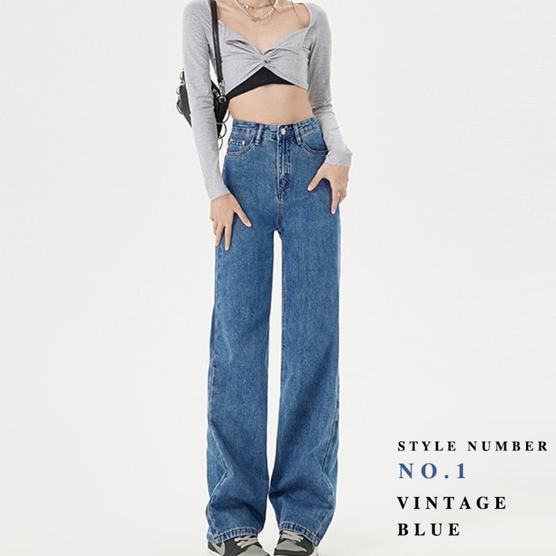 Jeans Woman Trousers Y2k Vintage Blue Black High Waist Jeans Women Denim Pants Baggy Street Casual Jeans for Women | 0 | TageUnlimited