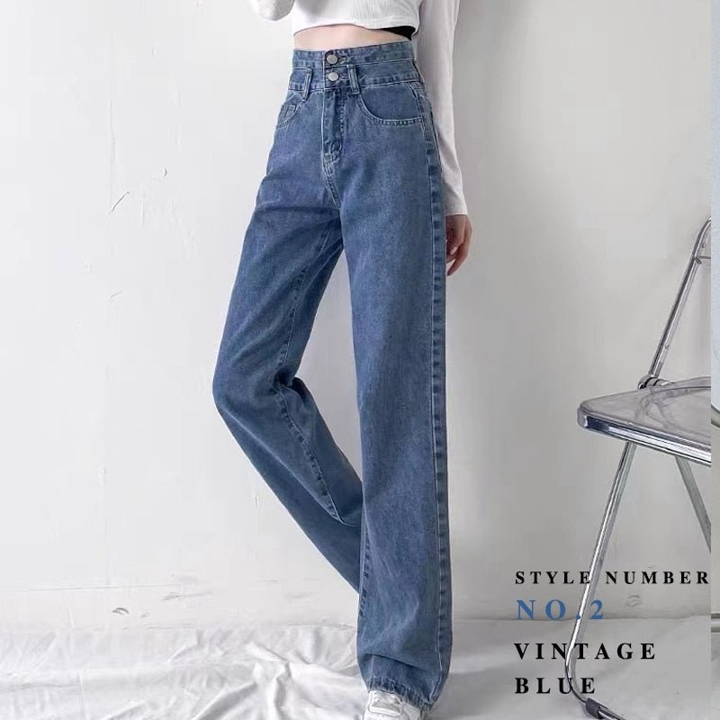 New Arrival Jeans Woman Trousers Y2k Vintage Blue Black High Waist Jeans Women Denim Pants Baggy Street Casual Jeans for Women | 0 | TageUnlimited