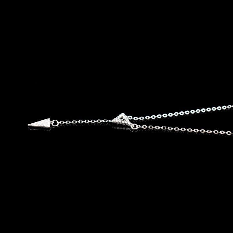 New Fashion 925 Sterling Silver Triangle Zircon Adjustable Collarbone Necklace Rhinestone CZ Pendant Necklace Women Jewelry Gift | 0 | Tage-Active