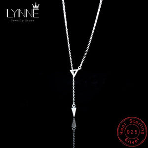 New Fashion 925 Sterling Silver Triangle Zircon Adjustable Collarbone Necklace Rhinestone CZ Pendant Necklace Women Jewelry Gift | 0 | Tage-Active