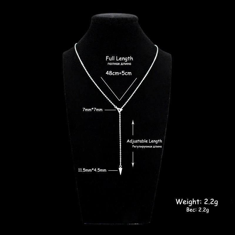 New Fashion 925 Sterling Silver Triangle Zircon Adjustable Collarbone Necklace Rhinestone CZ Pendant Necklace Women Jewelry Gift | 0 | Tage-Active