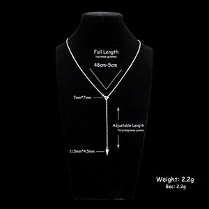 New Fashion 925 Sterling Silver Triangle Zircon Adjustable Collarbone Necklace Rhinestone CZ Pendant Necklace Women Jewelry Gift | 0 | Tage-Active