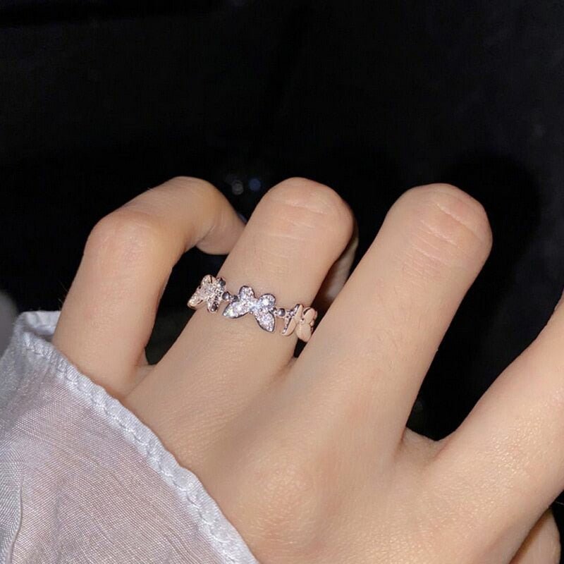 New Fashion Butterfly Rings Shiny Cubic Zirconia Leaves Geometric Adjustable Finger Ring Girls Minimalist Dainty Jewlery Gifts | 0 | Tage-Active