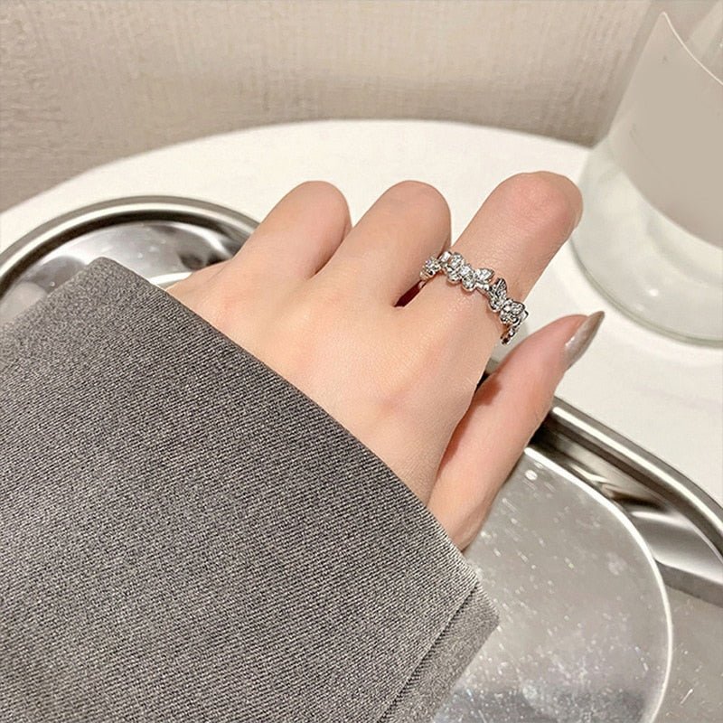 New Fashion Butterfly Rings Shiny Cubic Zirconia Leaves Geometric Adjustable Finger Ring Girls Minimalist Dainty Jewlery Gifts | 0 | Tage-Active