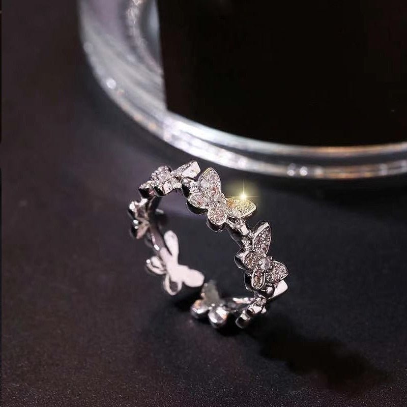 New Fashion Butterfly Rings Shiny Cubic Zirconia Leaves Geometric Adjustable Finger Ring Girls Minimalist Dainty Jewlery Gifts | 0 | Tage-Active
