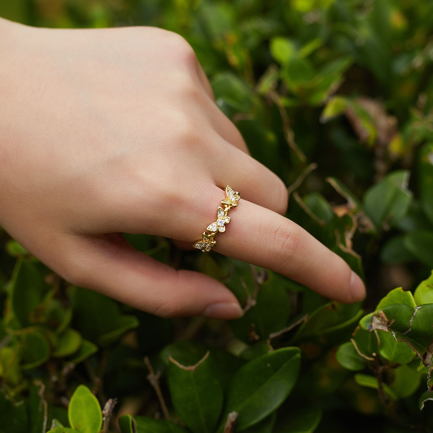 New Fashion Butterfly Rings Shiny Cubic Zirconia Leaves Geometric Adjustable Finger Ring Girls Minimalist Dainty Jewlery Gifts | 0 | Tage-Active