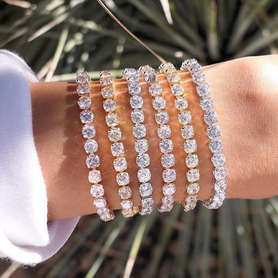 New Fashion Luxury Punk Gold Silver Color Tennis Bracelets Bangle for Women Wedding on Hand Gift Jewelry Wholesale S5877b | 0 | Tage-Active