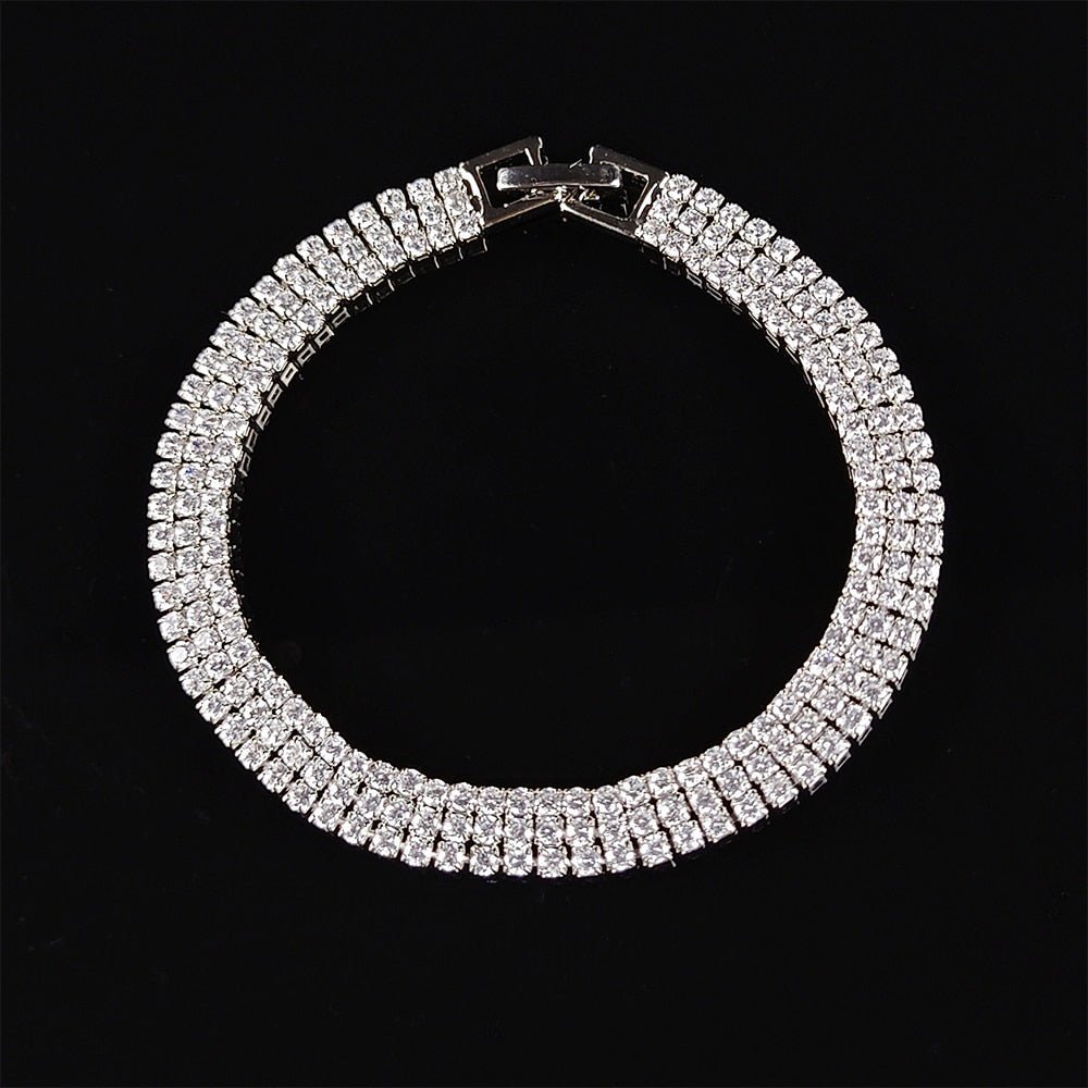 New Fashion Luxury Punk Gold Silver Color Tennis Bracelets Bangle for Women Wedding on Hand Gift Jewelry Wholesale S5877b | 0 | Tage-Active