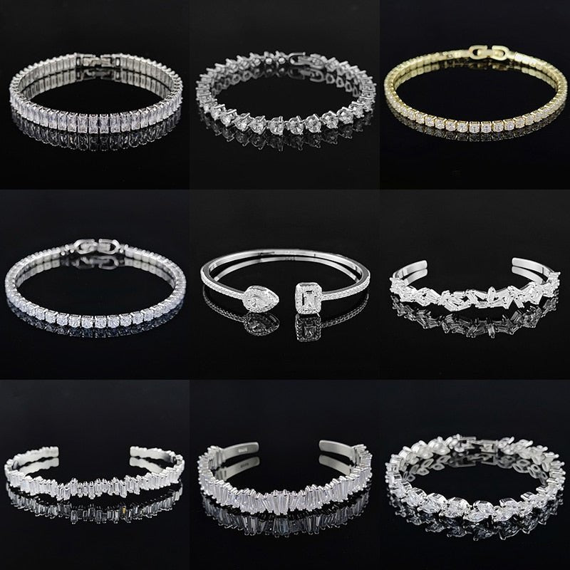 New Fashion Luxury Punk Gold Silver Color Tennis Bracelets Bangle for Women Wedding on Hand Gift Jewelry Wholesale S5877b | 0 | Tage-Active