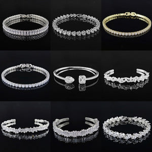 New Fashion Luxury Punk Gold Silver Color Tennis Bracelets Bangle for Women Wedding on Hand Gift Jewelry Wholesale S5877b | 0 | Tage-Active