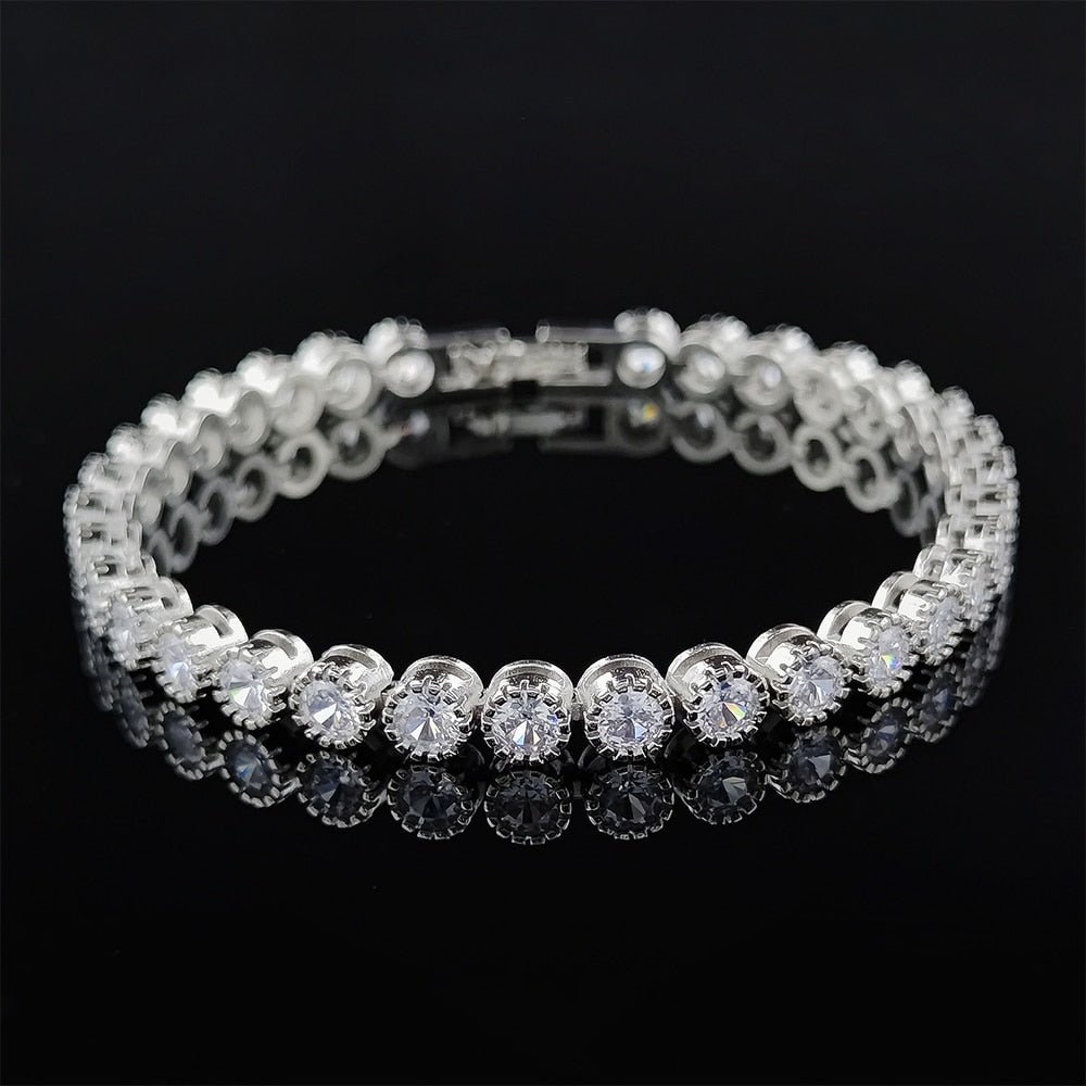 New Fashion Luxury Punk Gold Silver Color Tennis Bracelets Bangle for Women Wedding on Hand Gift Jewelry Wholesale S5877b | 0 | Tage-Active