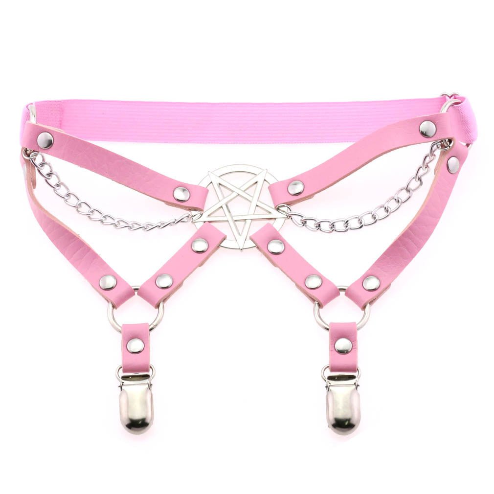 New Harness Garter Elastic Goth Pentagram Leather Cage Suspender Belt Bondage Harness Women Sexy Garters Leg Stockings Belt | Tage-Active