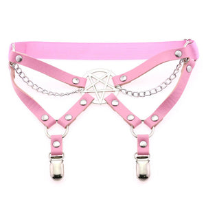 New Harness Garter Elastic Goth Pentagram Leather Cage Suspender Belt Bondage Harness Women Sexy Garters Leg Stockings Belt | Tage-Active