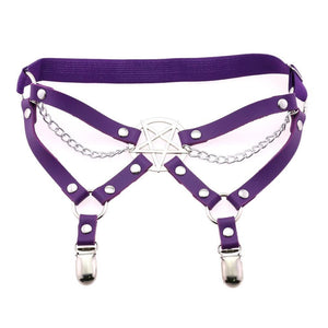 New Harness Garter Elastic Goth Pentagram Leather Cage Suspender Belt Bondage Harness Women Sexy Garters Leg Stockings Belt | Tage-Active