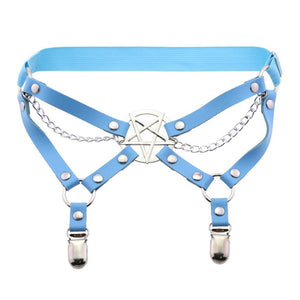New Harness Garter Elastic Goth Pentagram Leather Cage Suspender Belt Bondage Harness Women Sexy Garters Leg Stockings Belt | Tage-Active