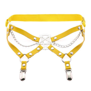 New Harness Garter Elastic Goth Pentagram Leather Cage Suspender Belt Bondage Harness Women Sexy Garters Leg Stockings Belt | Tage-Active