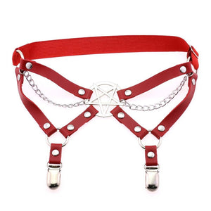 New Harness Garter Elastic Goth Pentagram Leather Cage Suspender Belt Bondage Harness Women Sexy Garters Leg Stockings Belt | Tage-Active