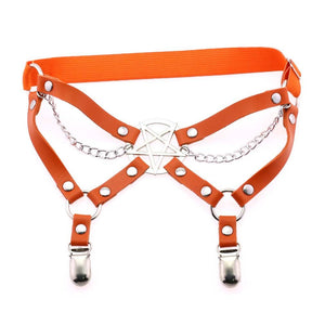 New Harness Garter Elastic Goth Pentagram Leather Cage Suspender Belt Bondage Harness Women Sexy Garters Leg Stockings Belt | Tage-Active
