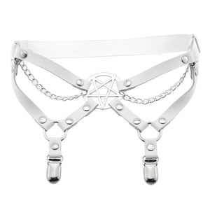 New Harness Garter Elastic Goth Pentagram Leather Cage Suspender Belt Bondage Harness Women Sexy Garters Leg Stockings Belt | Tage-Active