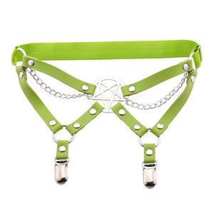 New Harness Garter Elastic Goth Pentagram Leather Cage Suspender Belt Bondage Harness Women Sexy Garters Leg Stockings Belt | Tage-Active