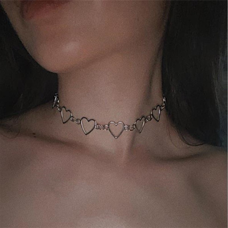 New Hollow Korean Sweet Love Heart Choker Necklace Statement Girlfriend Gift Cute Bicolor Necklace Jewelry Collier Femme | 0 | Tage-Active
