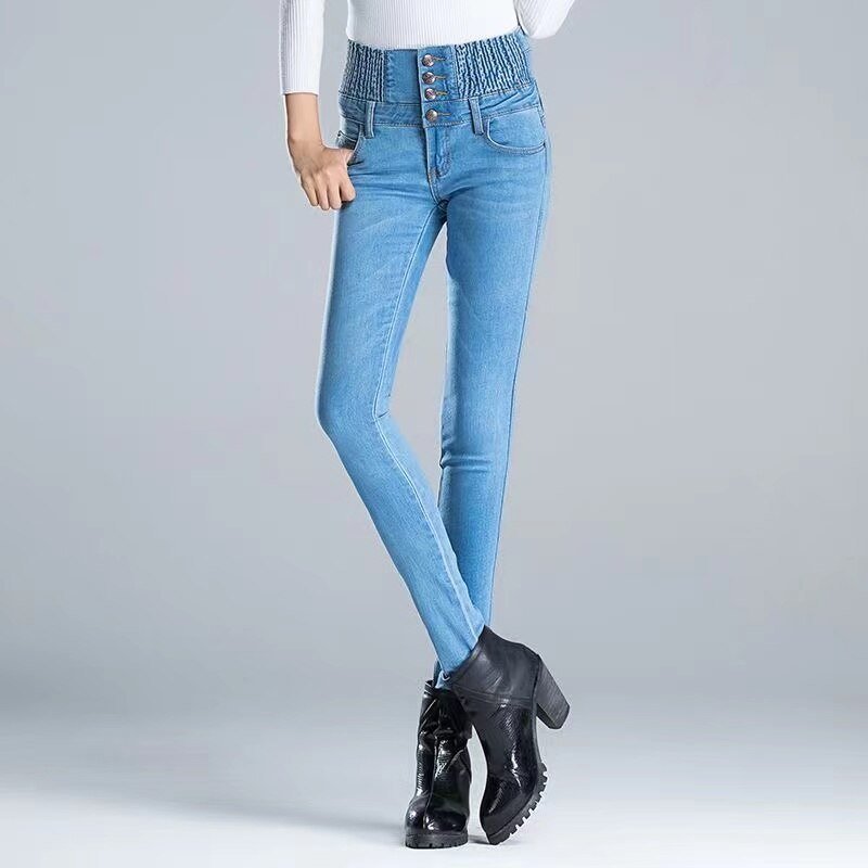 Plus Size Womens Jeans High Waist Skinny Pants Fleece Lined Elastic Waist Jegging Casual For Women Warm Jeans40-100KG | 0 | TageUnlimited
