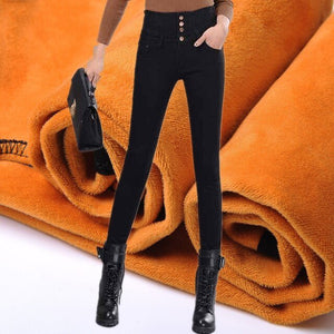 Plus Size Womens Jeans High Waist Skinny Pants Fleece Lined Elastic Waist Jegging Casual For Women Warm Jeans40-100KG | 0 | TageUnlimited