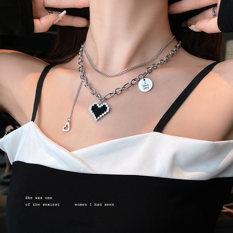 New Senior Fashion Women Pendant Necklaces Fine Double Link Chain Metal Heart Party Necklace Jewelry Gift | 0 | Tage-Active