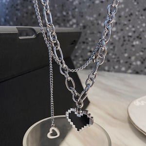 New Senior Fashion Women Pendant Necklaces Fine Double Link Chain Metal Heart Party Necklace Jewelry Gift | 0 | Tage-Active