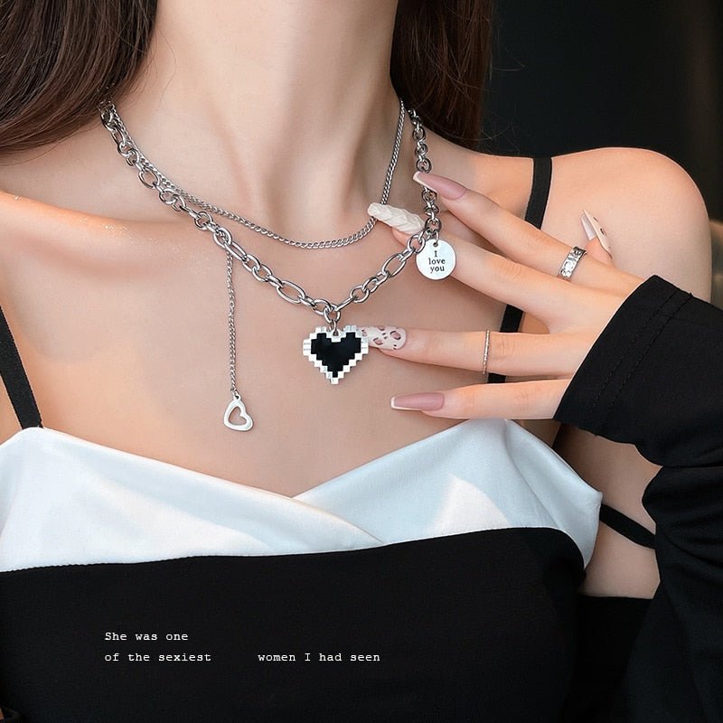 New Senior Fashion Women Pendant Necklaces Fine Double Link Chain Metal Heart Party Necklace Jewelry Gift | 0 | Tage-Active
