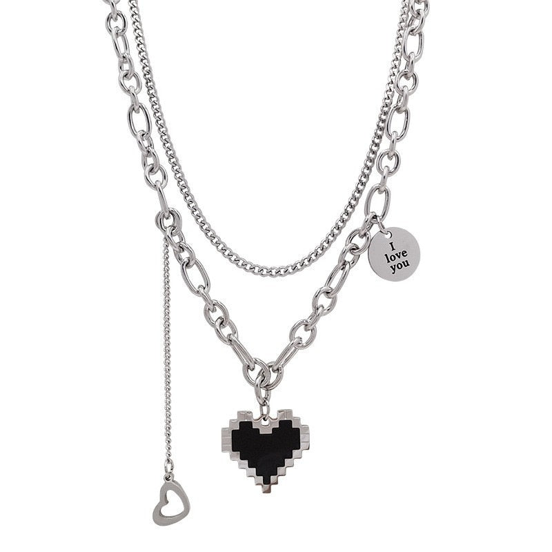 New Senior Fashion Women Pendant Necklaces Fine Double Link Chain Metal Heart Party Necklace Jewelry Gift | 0 | Tage-Active