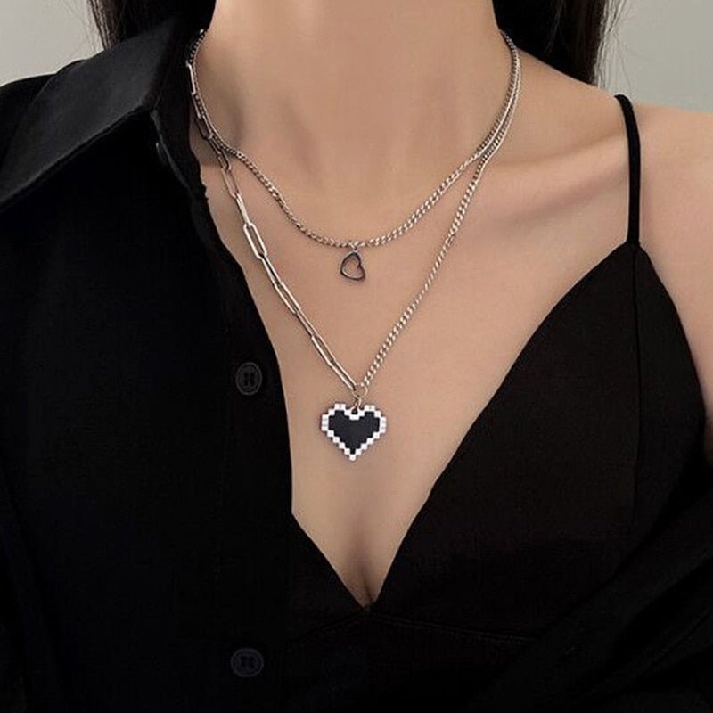 New Senior Fashion Women Pendant Necklaces Fine Double Link Chain Metal Heart Party Necklace Jewelry Gift | 0 | Tage-Active