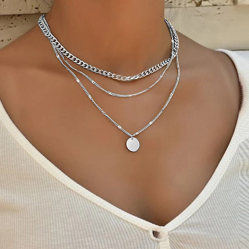 New Senior Fashion Women Pendant Necklaces Fine Double Link Chain Metal Heart Party Necklace Jewelry Gift | 0 | Tage-Active