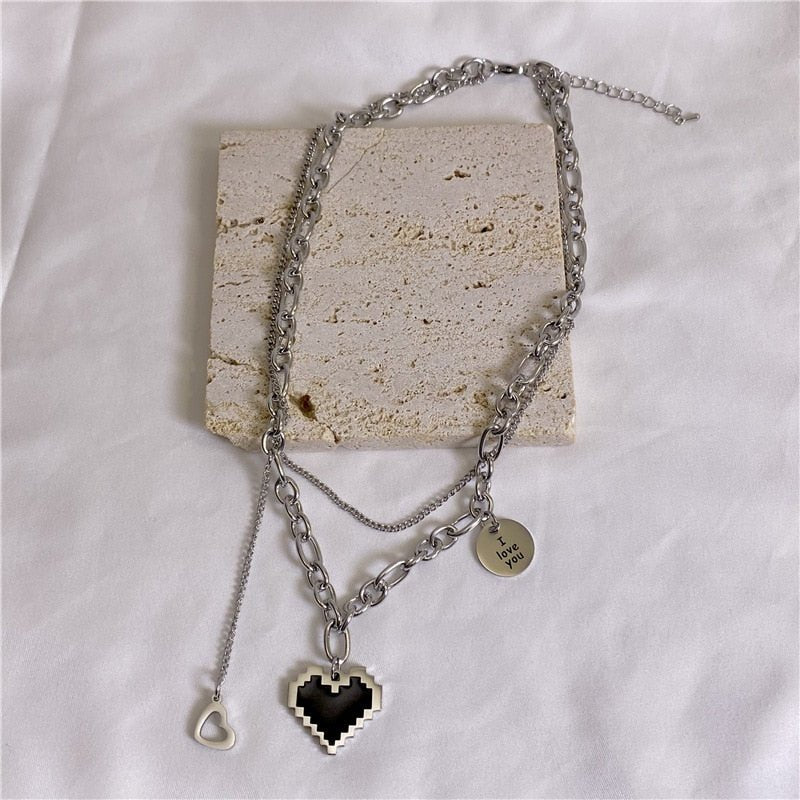 New Senior Fashion Women Pendant Necklaces Fine Double Link Chain Metal Heart Party Necklace Jewelry Gift | 0 | Tage-Active
