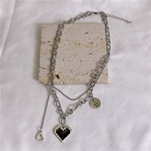 New Senior Fashion Women Pendant Necklaces Fine Double Link Chain Metal Heart Party Necklace Jewelry Gift | 0 | Tage-Active