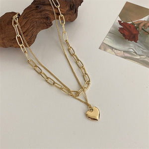New Senior Fashion Women Pendant Necklaces Fine Double Link Chain Metal Heart Party Necklace Jewelry Gift | 0 | Tage-Active