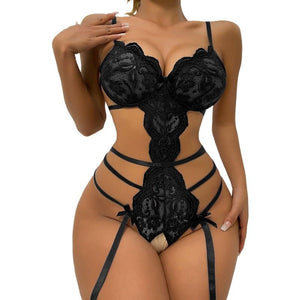 New Sexy Exotic Sets Women Lingerie 3pcs Bra And Panty Garters See Through Lingerie Sets Lace Exotic Costumes Babydolls S-XL | TageUnlimited
