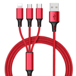 Nylon Braided Fast Charging Micro usb Type-C Multi Port Function 3 in 1 usb Charing cable | Tage-Active